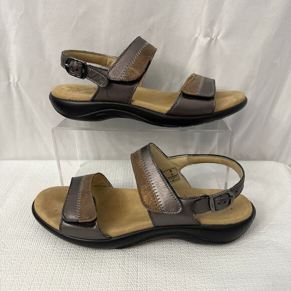 SAS Nudu Sandals Womens Size 8 N Narrow Ankle Strap Bronze Leather Comfort - Picture 9 of 11